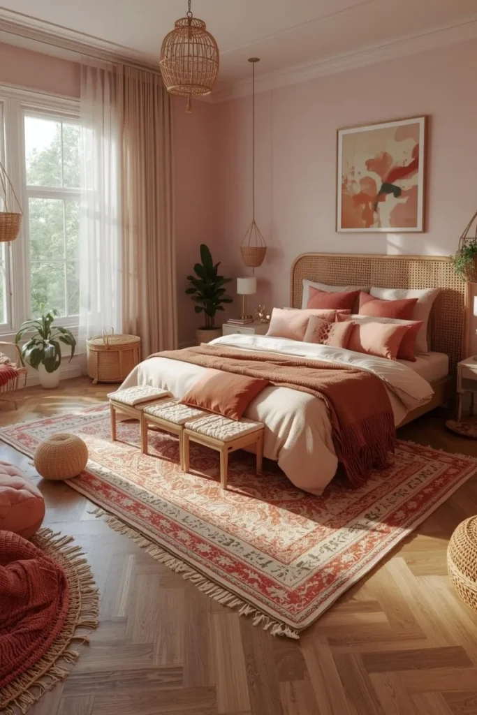 Pink Boho Bedroom Style