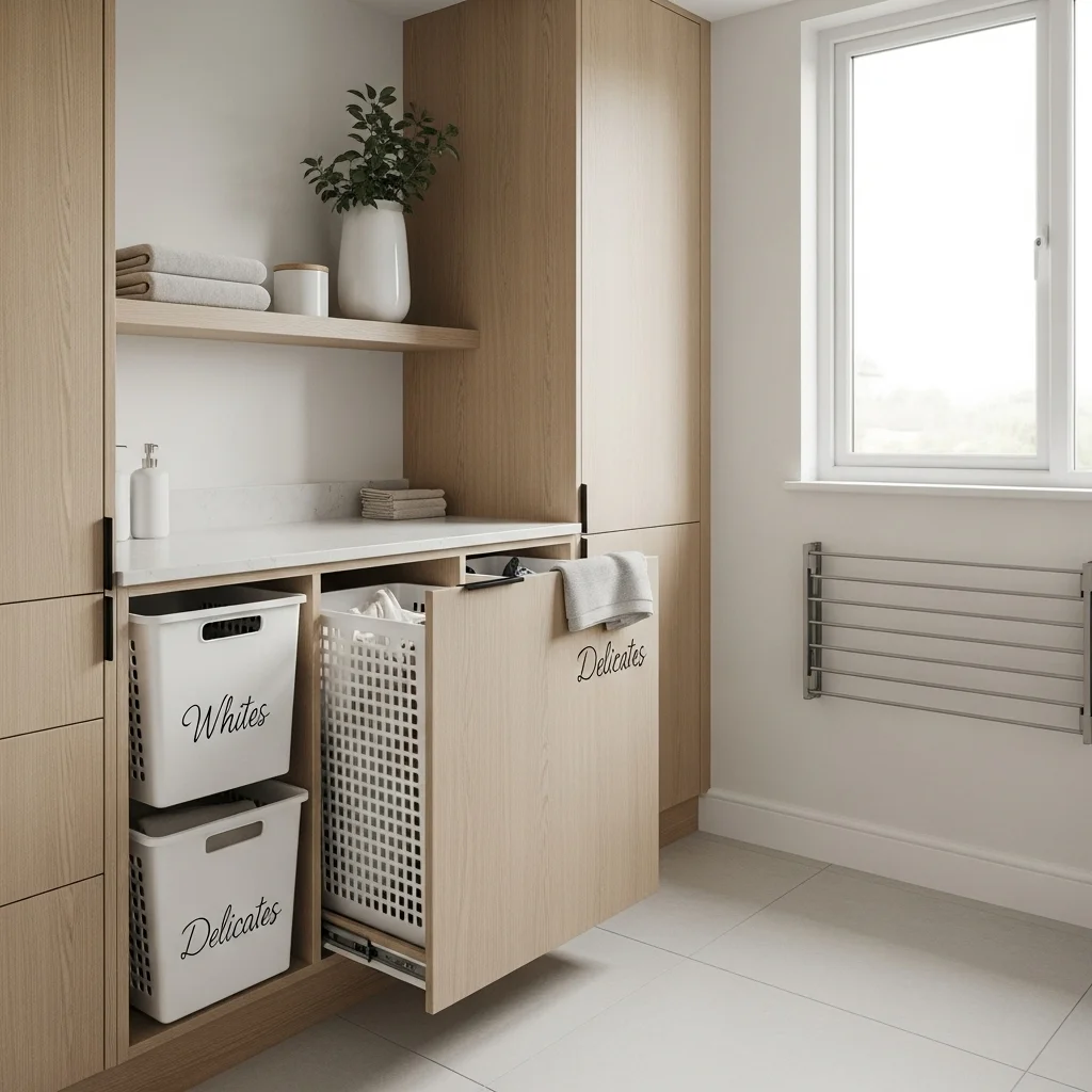 Pull-Out Laundry Hampers to Reduce Clutter