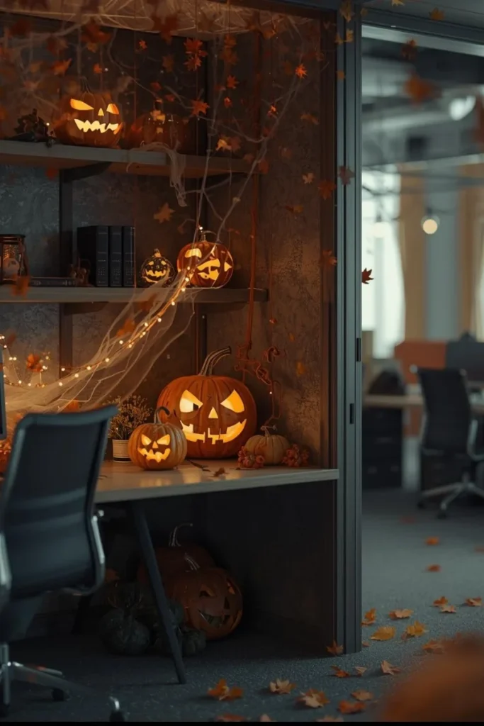 Pumpkin-Themed Office Corners