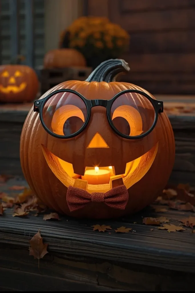 Pumpkin with Glasses & Bow Tie