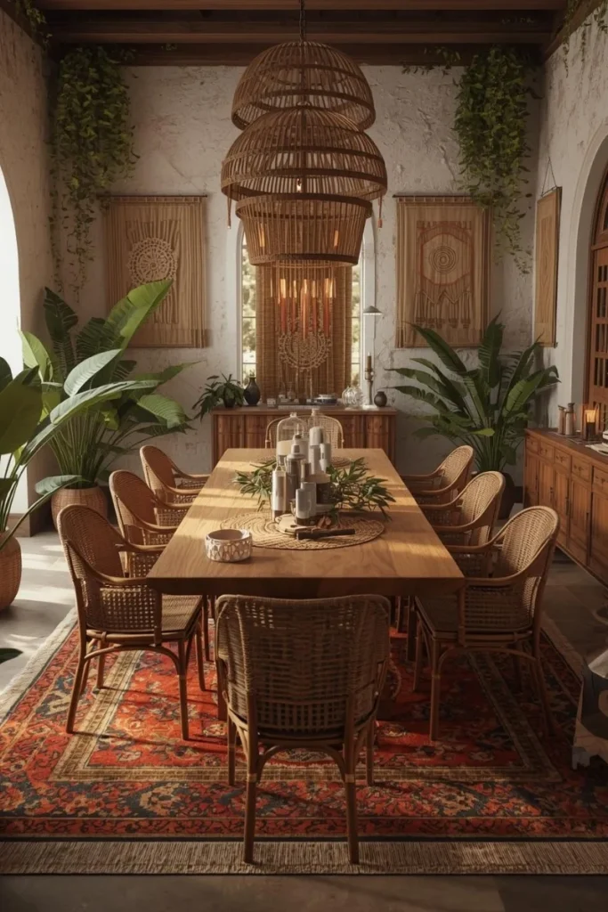 Rattan Chairs with a Wooden Table