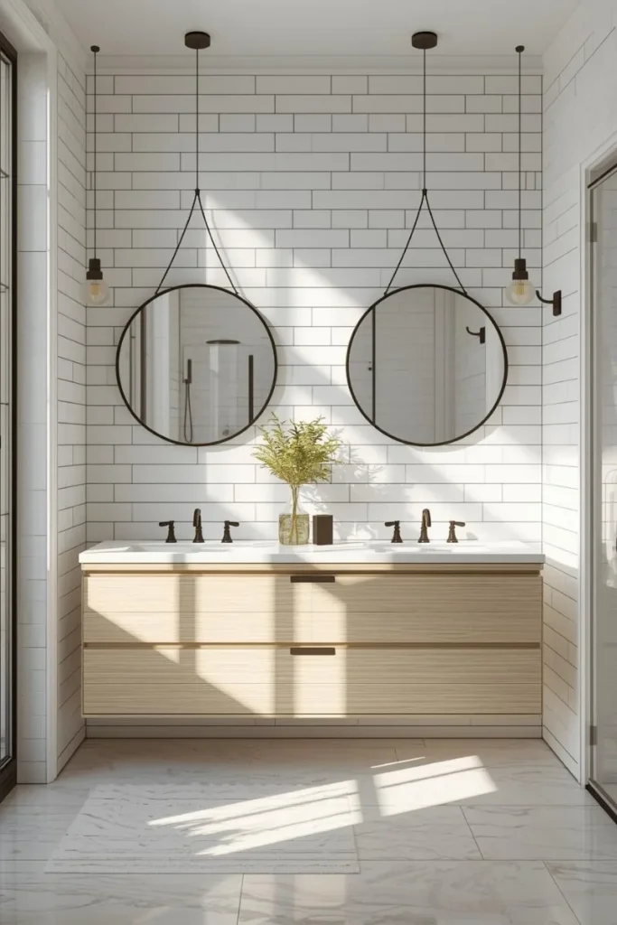 Round Mirrors for Soft, Balanced Style