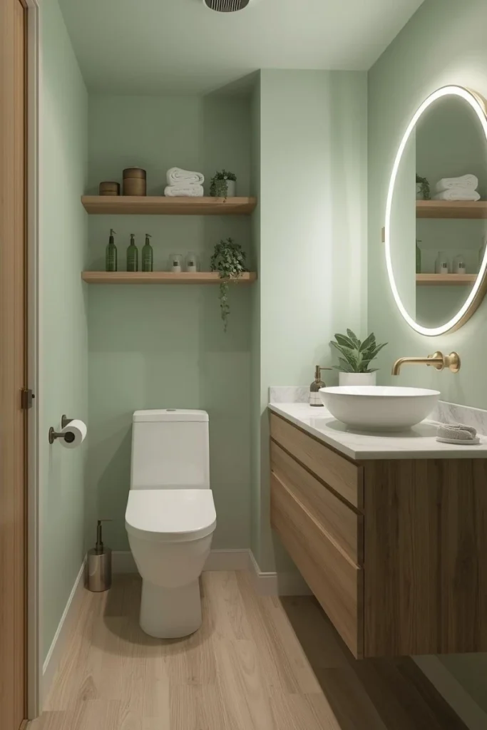 Sage Green Walls with Wooden Accents