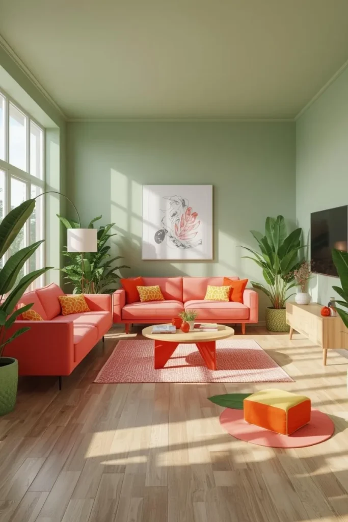 Sage Green and Coral for Fresh Energy