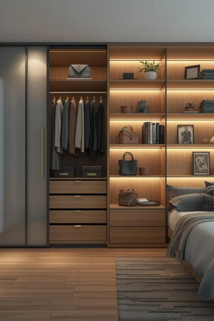  Sliding Wardrobe with Open Shelves