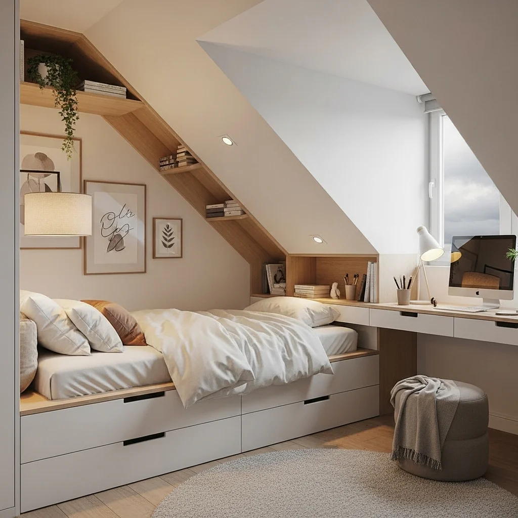 Small Attic Bedroom with Smart Storage