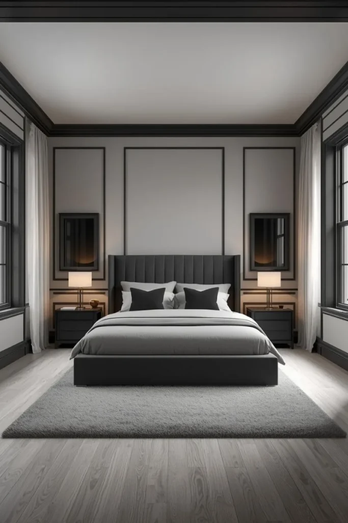Soft Grey Walls with Black Trim