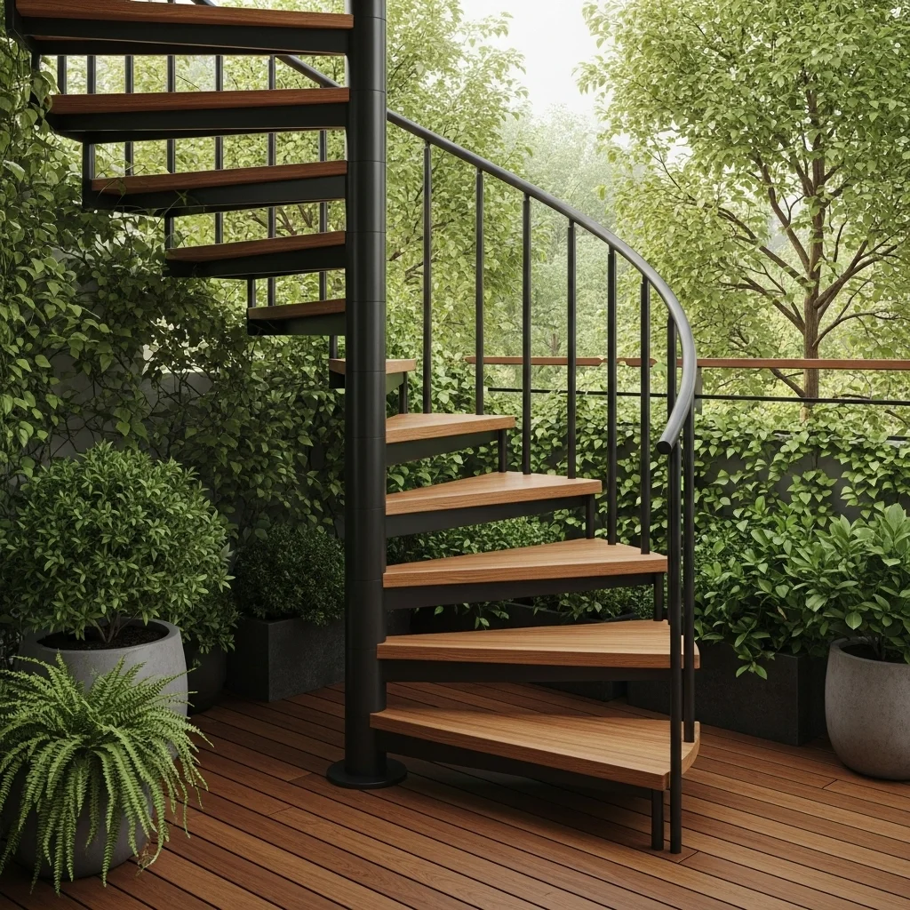Spiral Deck Stairs to Save Space