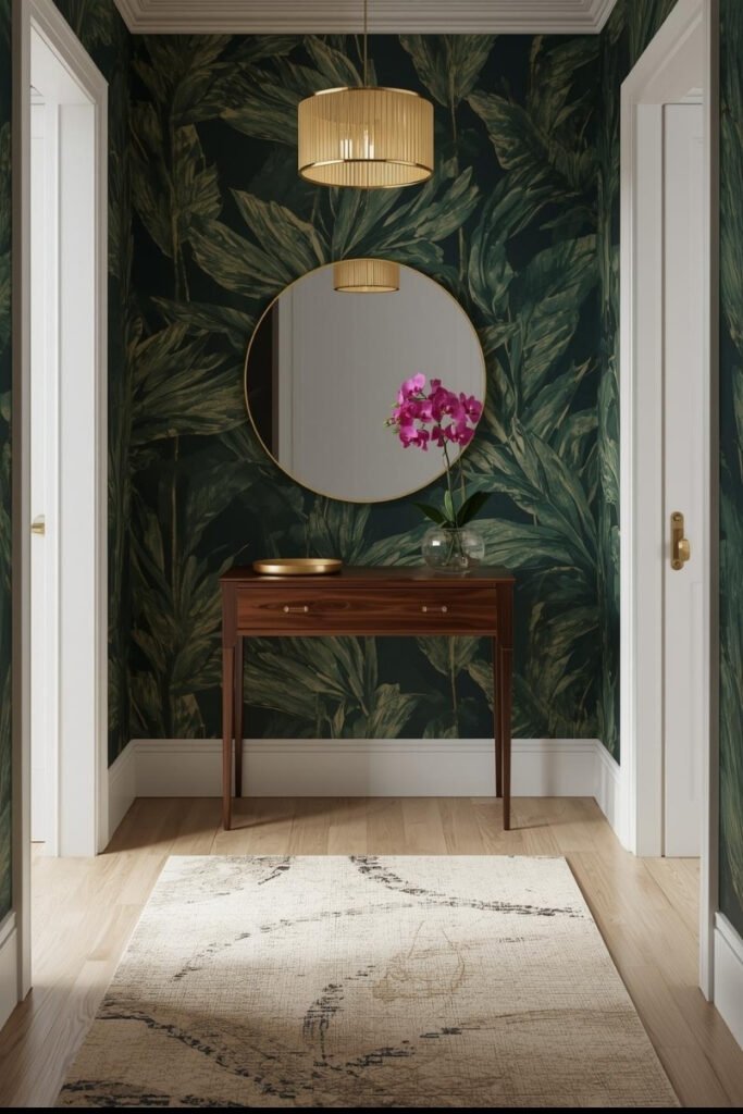 Statement Wallpaper in Small Foyers