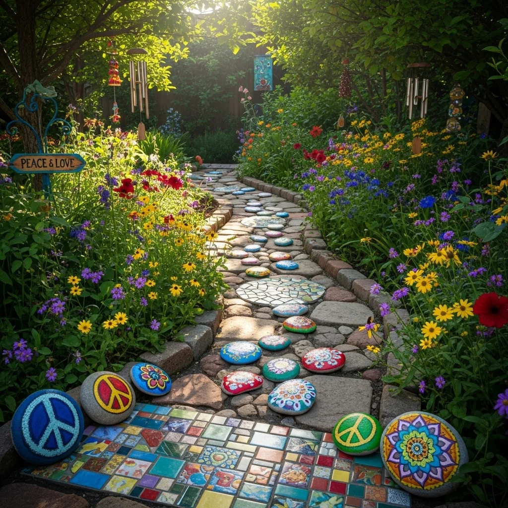 Stone Pathways with Colorful Accents