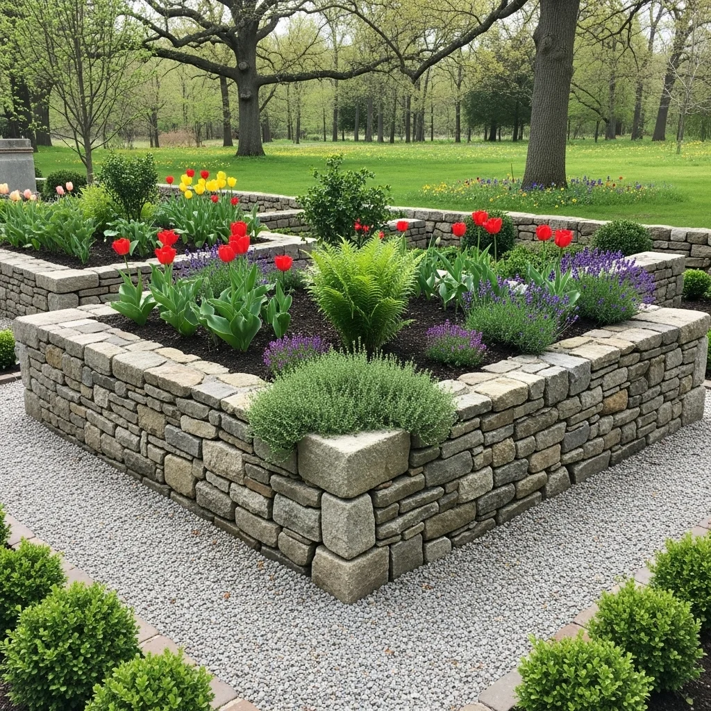 Stone Raised Garden Bed