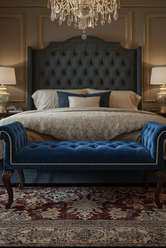 Upholstered Bench with Nailhead Trim