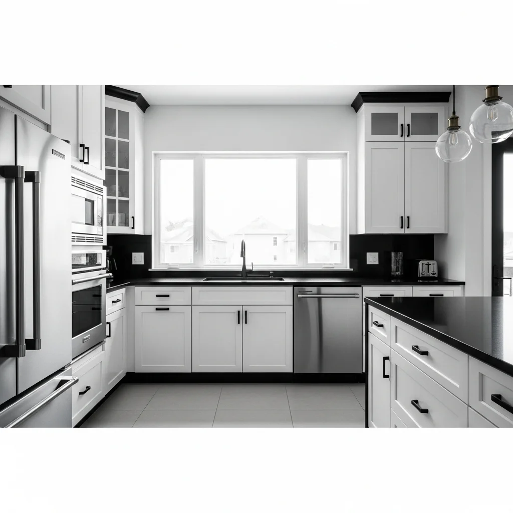 White Cabinets with Black Accents