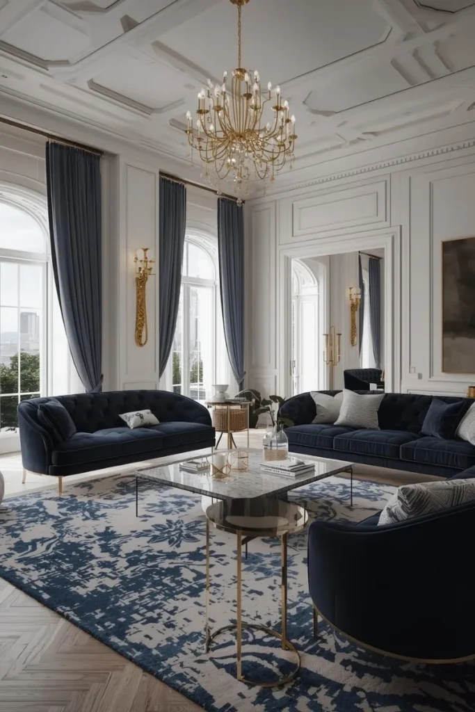 White and Navy for Sophisticated Depth