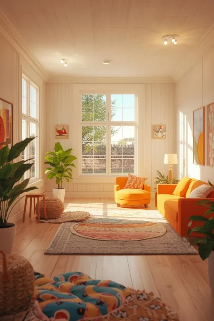 White and Orange for Playful Warmth