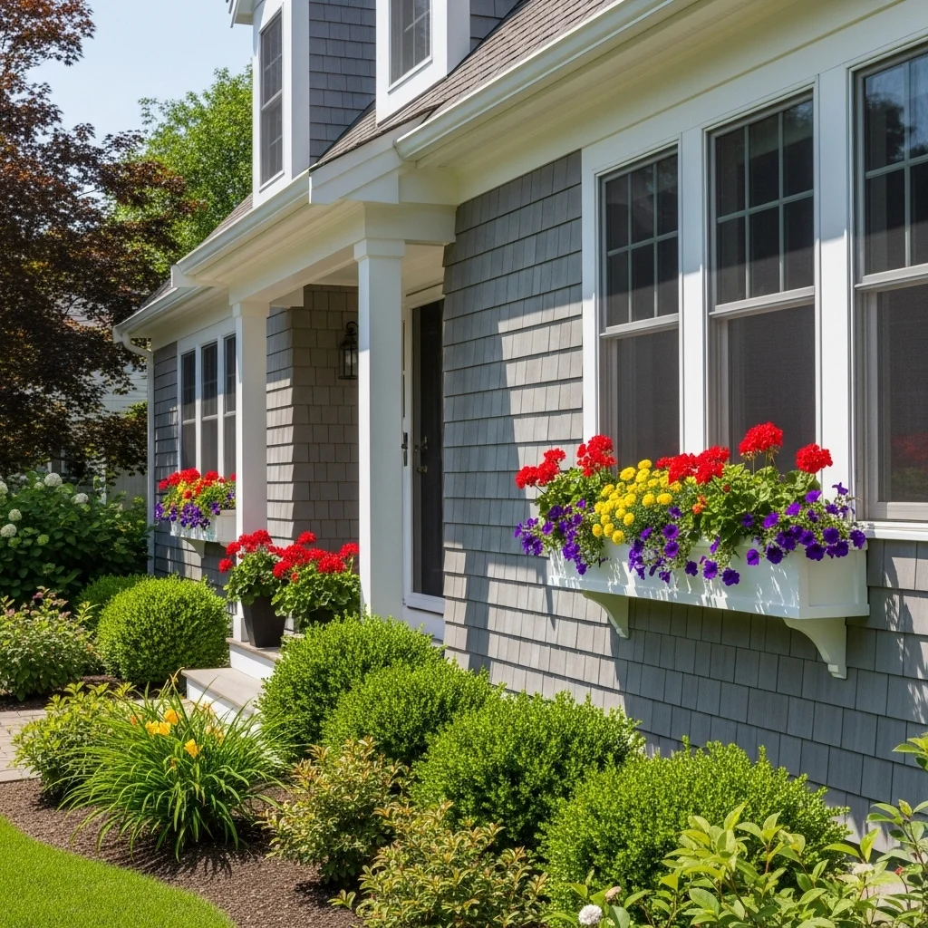 Window Boxes with Seasonal Flowers