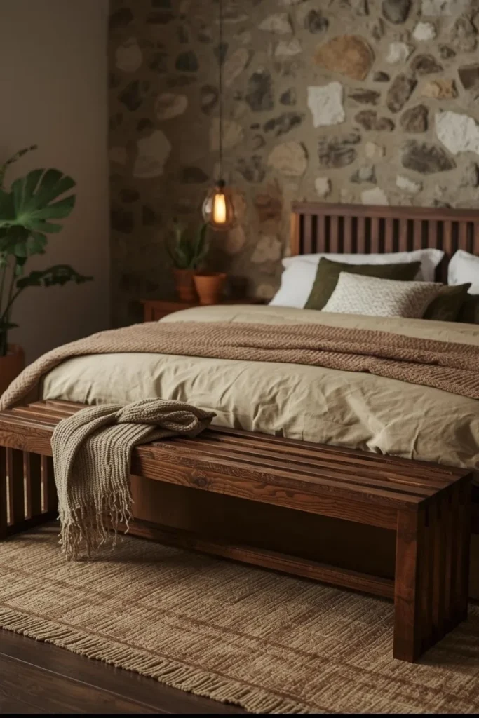 Wooden Slat Bench for Rustic Charm