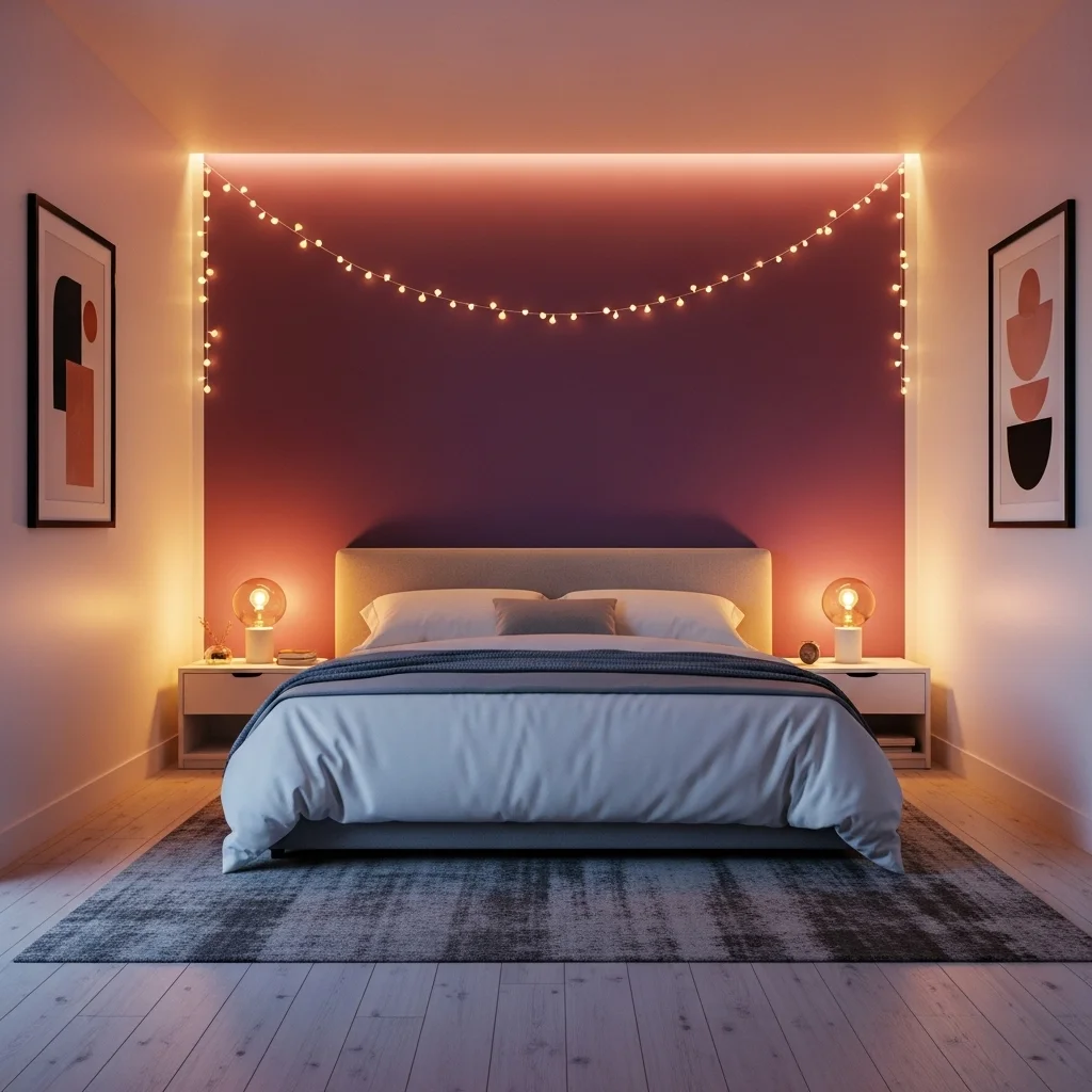  Accent Wall with Purple and Soft Lighting