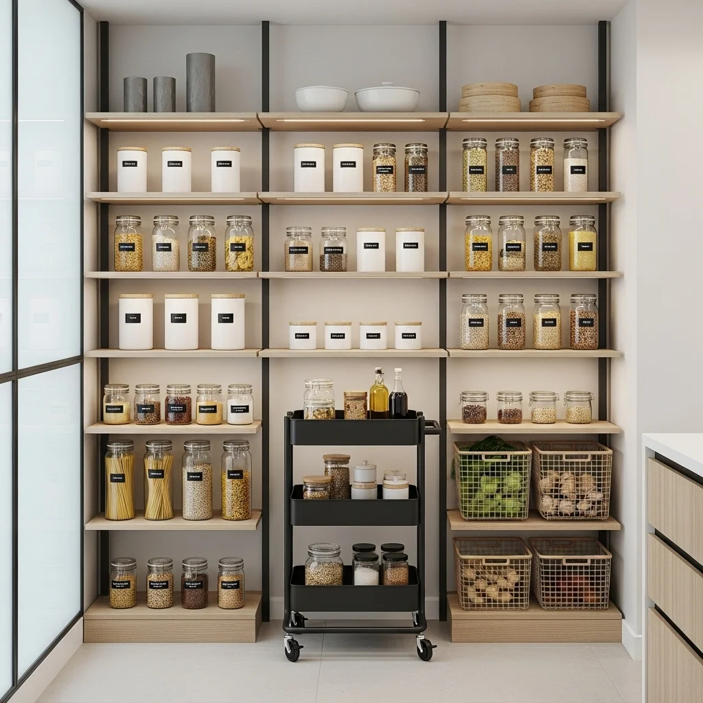 Add a Rolling Cart for Expandable Storage