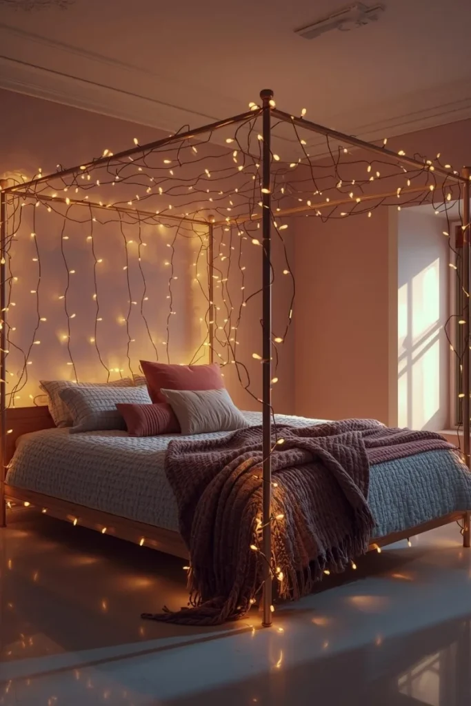 Bed Frame Wrapped Lights
