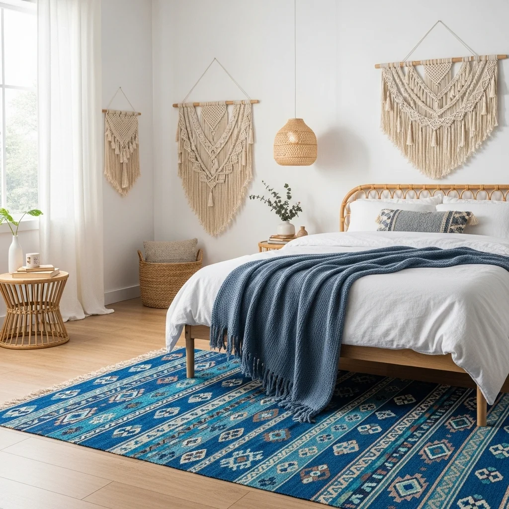 Blue Kilim Rug as a Focal Point