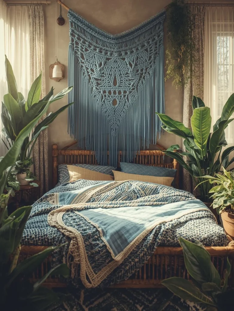 Blue Macrame Wall Hanging