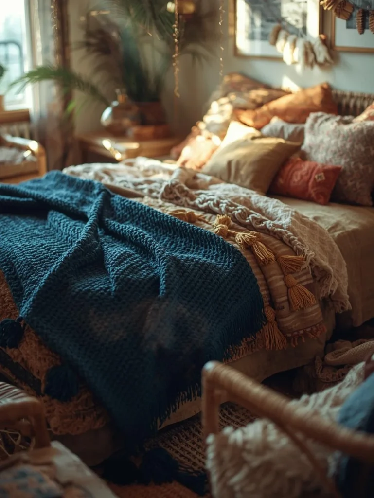  Blue Woven Throw Blanket for Texture