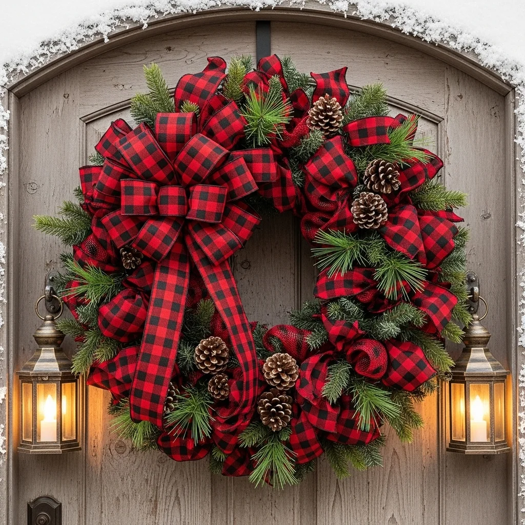 . Buffalo Plaid Farmhouse Wreath
