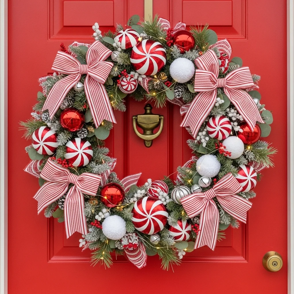 Candy Cane-Inspired Wreath
