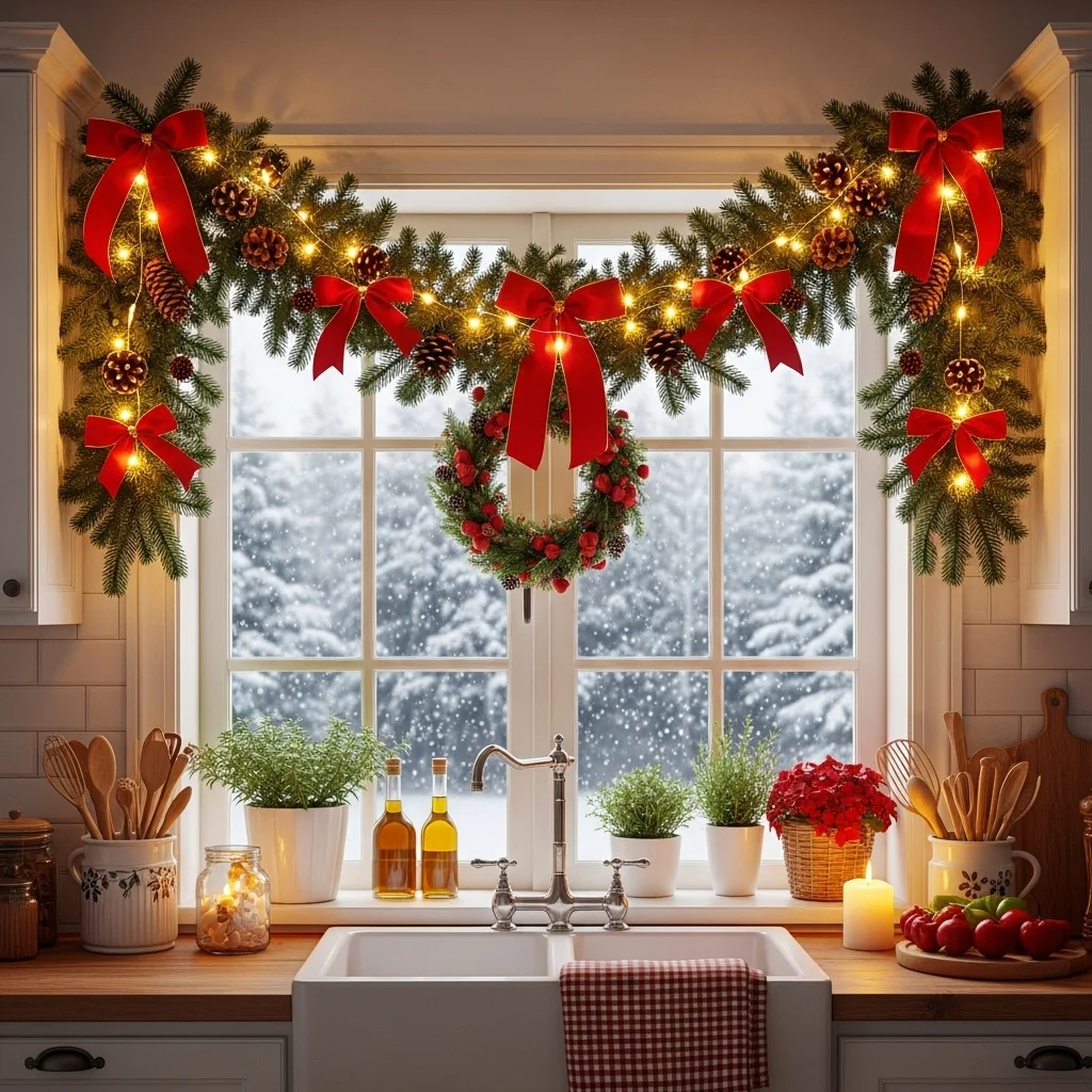 Christmas Garland Around the Window