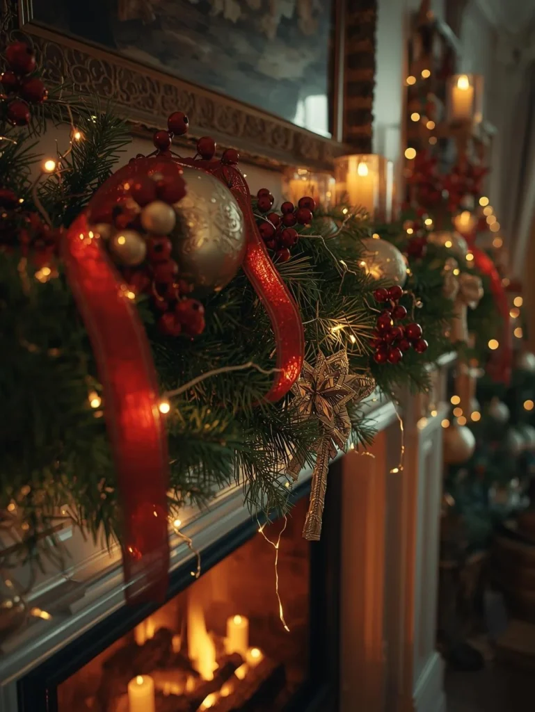 Classic Evergreen Garland with Red Accents