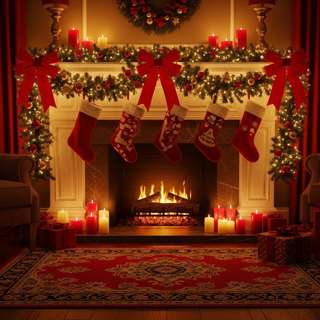 Classic Garland with Red Bows