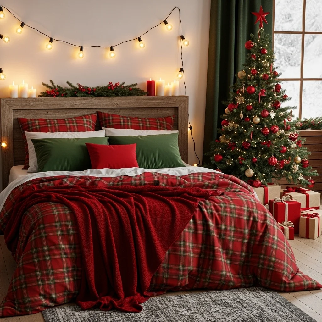  Classic Red and Green Christmas Bedroom