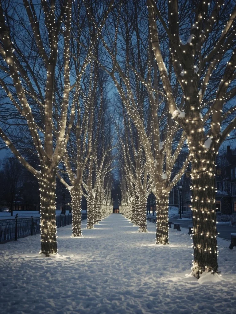 Classic White String Lights on Trees