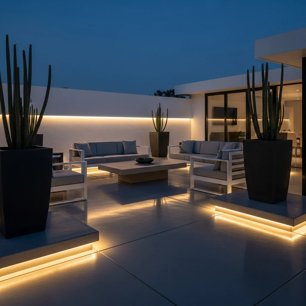 Concrete Patio with LED Lighting