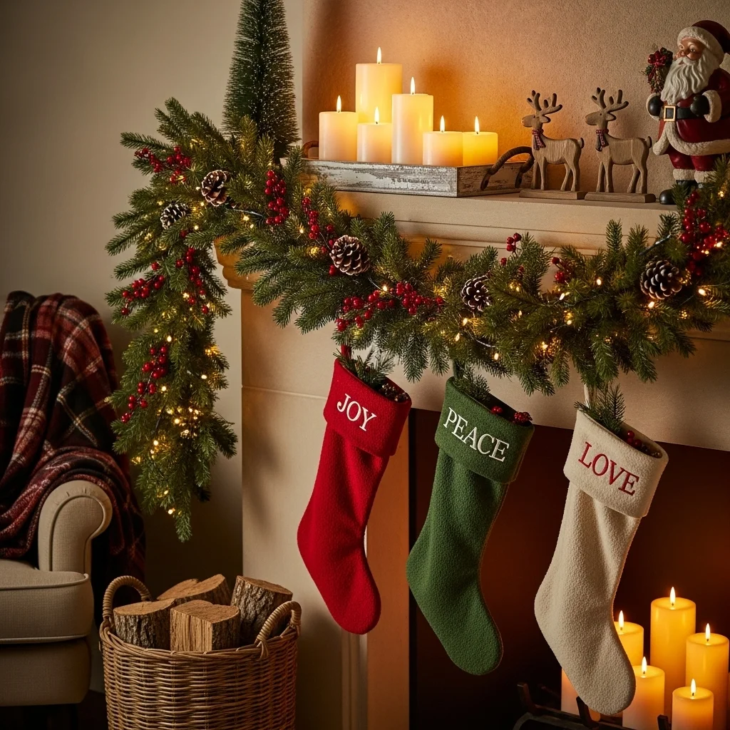 Cozy Indoor Mantel Arrangement
