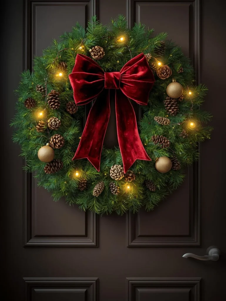 Elegant Velvet Bow Wreath