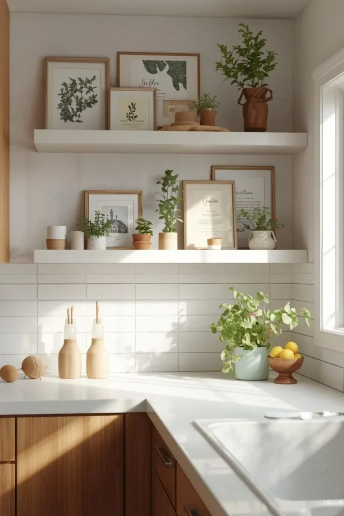 Floating Picture Ledges in the Kitchen