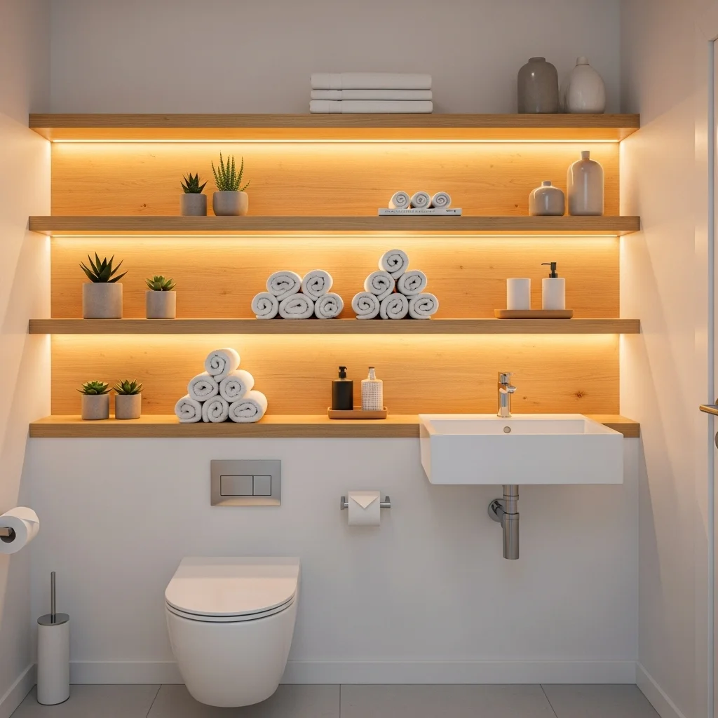 Floating Shelves with LED Lighting