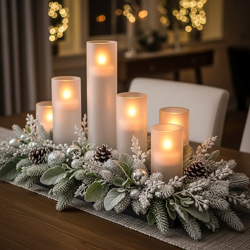 Frosted Glass and Candle Display