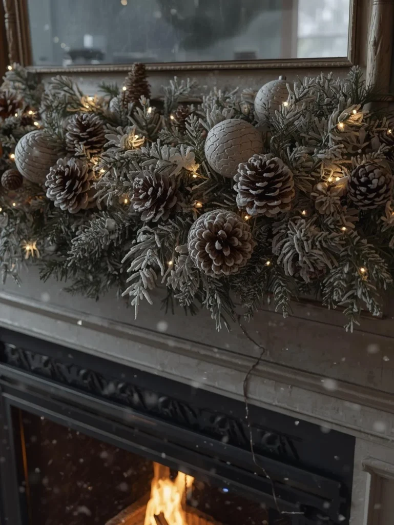 Frosted Pinecone Mantle