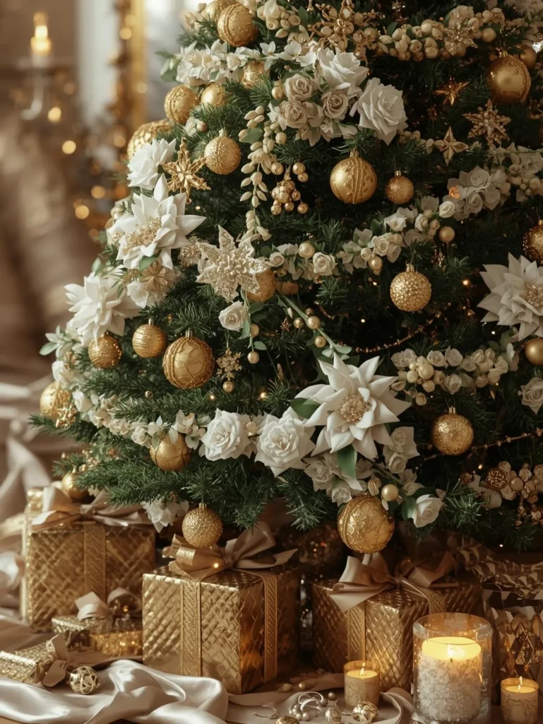 Gold & White Floral Tree