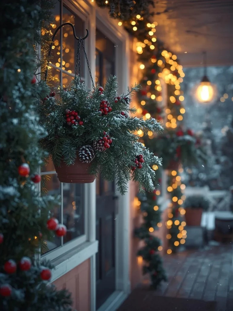  Hanging Potted Plants with Evergreen Accents