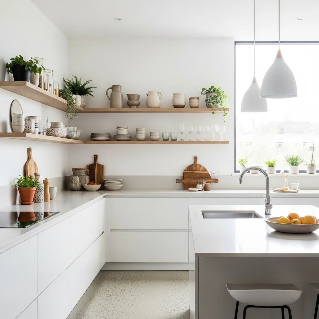  Incorporate Open Shelving for Airy Style