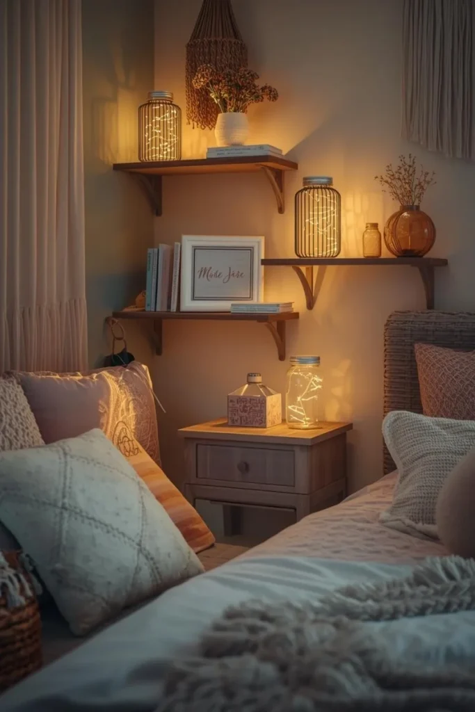 Jar Lights on Shelves or Nightstands