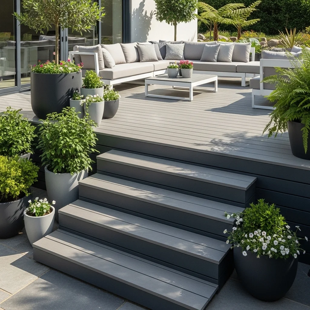  Light Grey with Charcoal Grey Steps