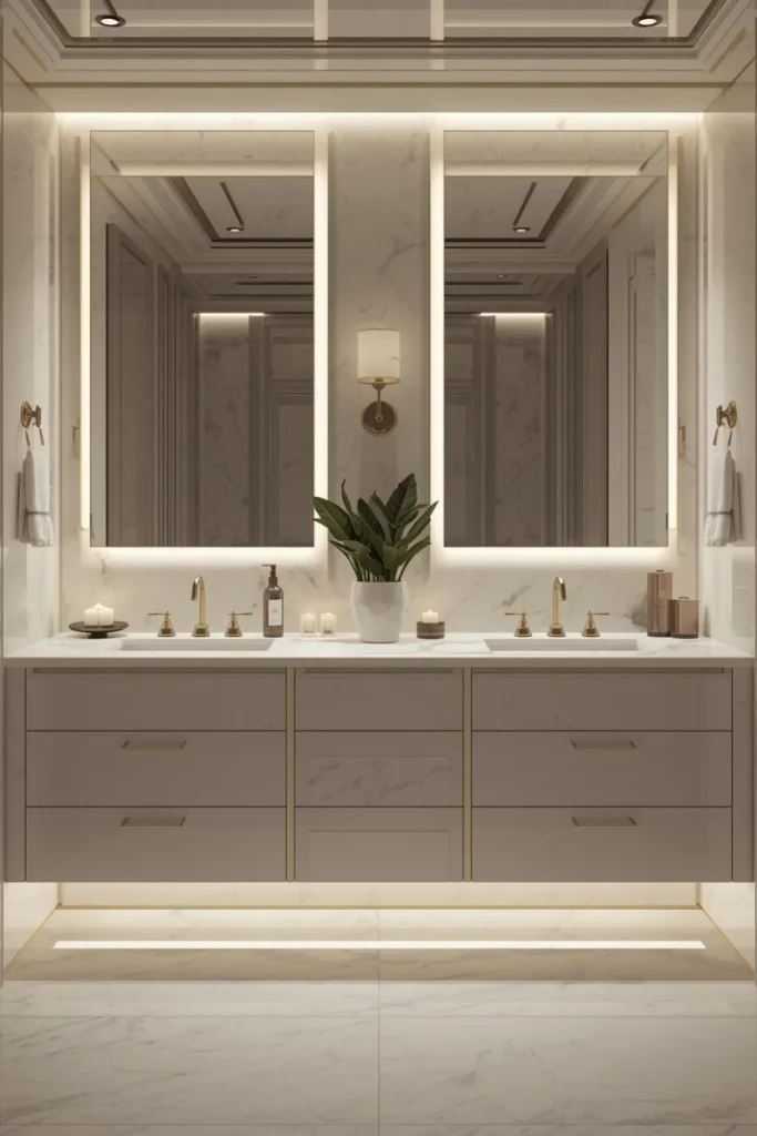 Luxury Bathroom Cabinets with Marble Accents