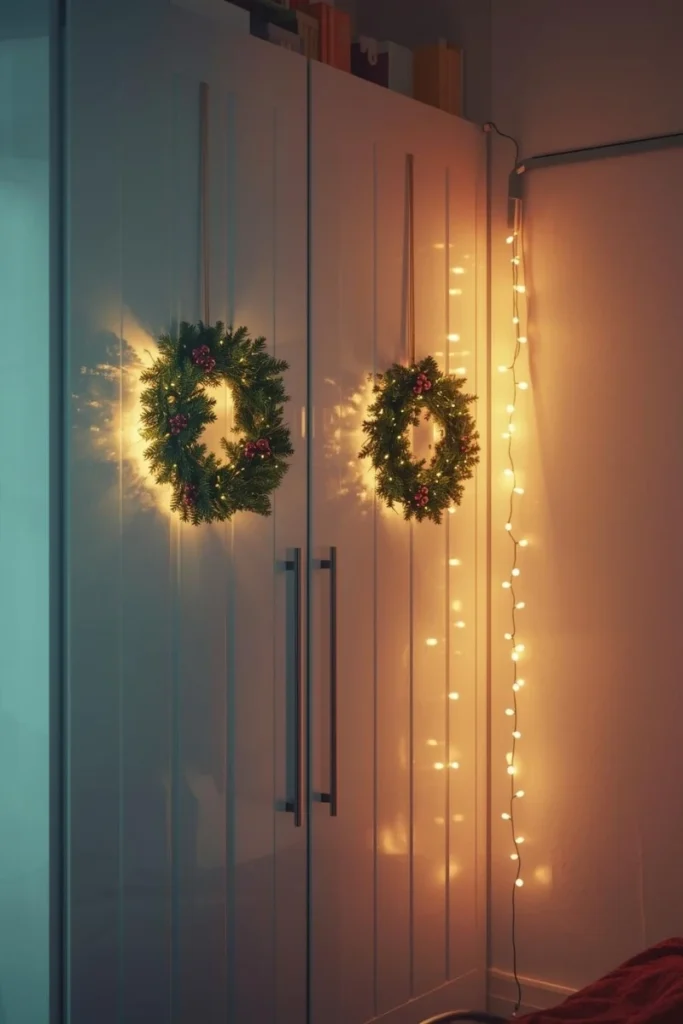 Mini Wreaths on Cabinet Doors