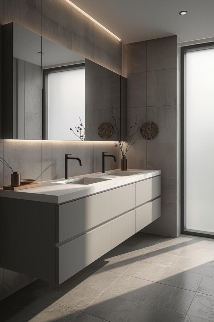 Minimalist Handleless Bathroom Cabinets