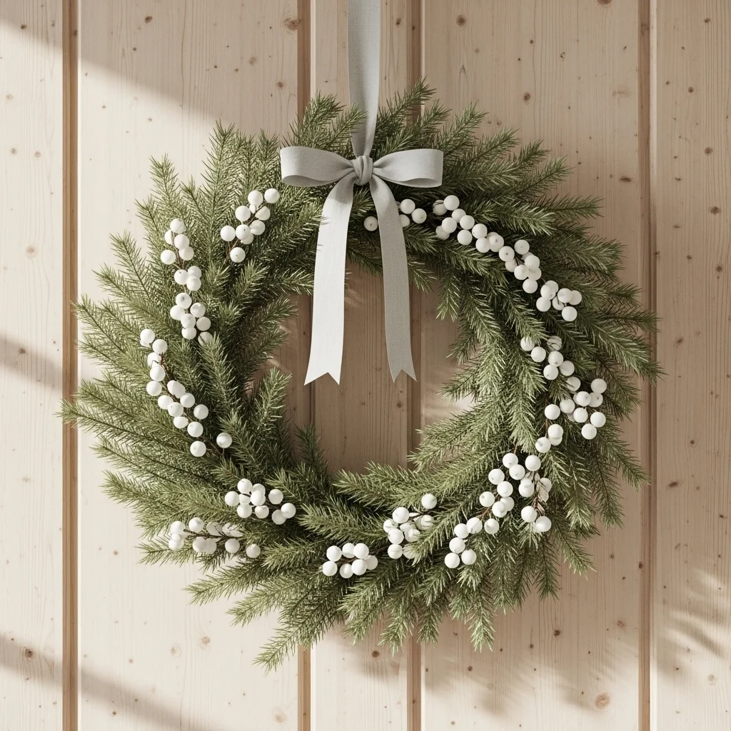 Nordic-Inspired Wreath with White Accents